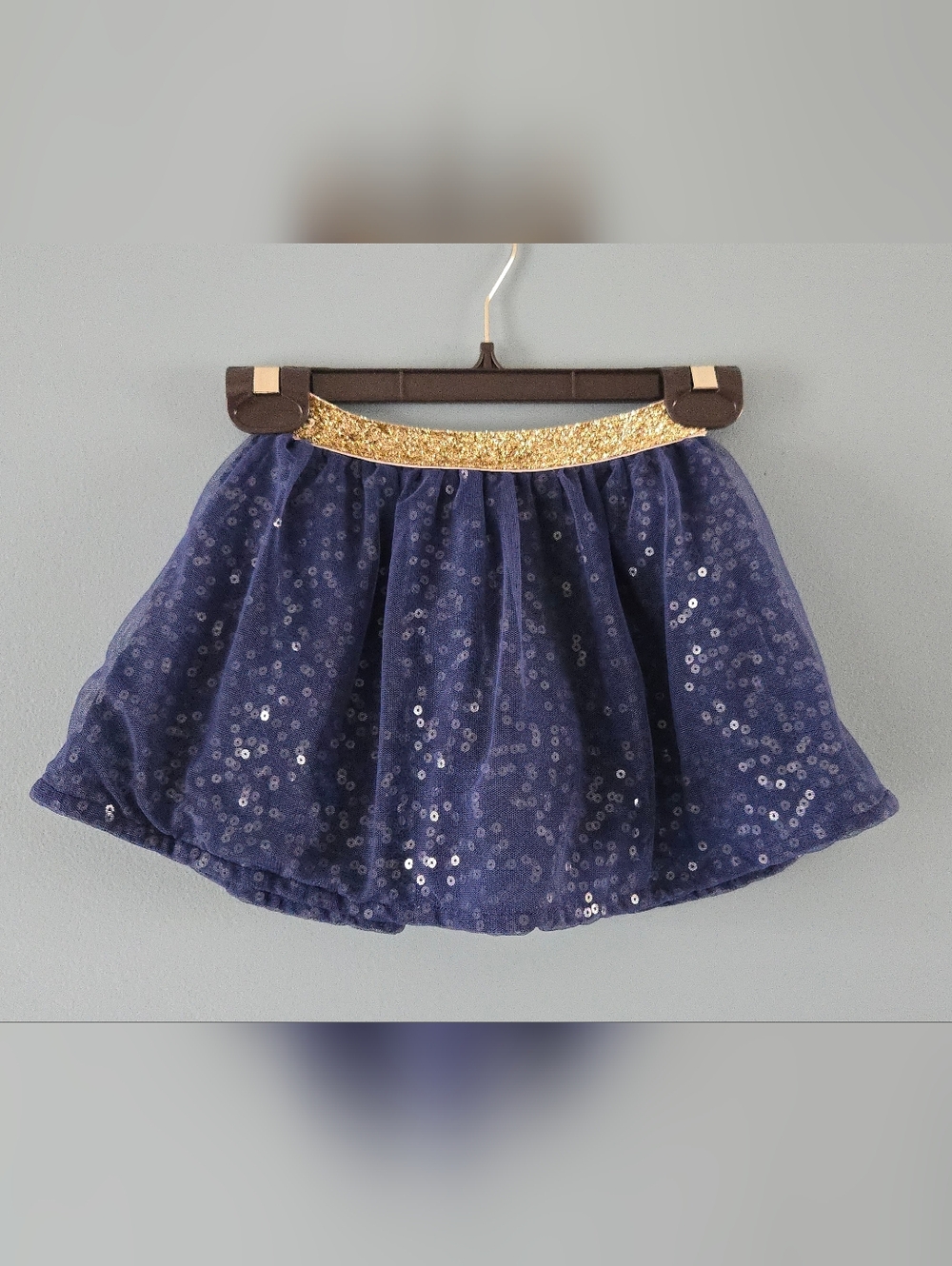 OshKosh B'gosh Navy Sequin Skater Skirt with Gold Waistband 4T